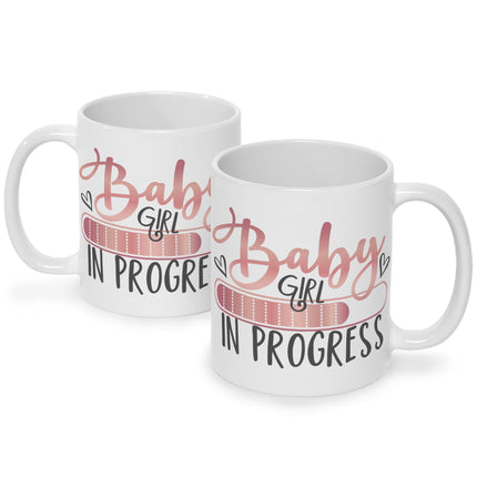 SEO. Bedruckte Tasse mit Spruch Baby in Progress - Girl Weiß Linkreich