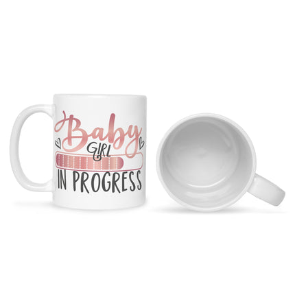 SEO. Bedruckte Tasse mit Spruch Baby in Progress - Girl Weiß Linkreich