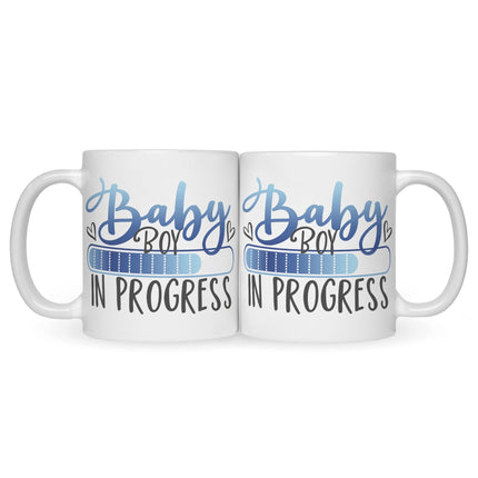SEO. Bedruckte Tasse mit Spruch Baby in Progress - Boy Weiß Linkreich