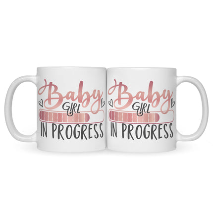 SEO. Bedruckte Tasse mit Spruch Baby in Progress - Girl Weiß Linkreich