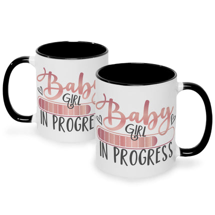 SEO. Bedruckte Tasse mit Spruch Baby in Progress - Boy Schwarz & Weiß Linkreich