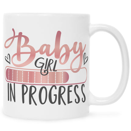 SEO. Bedruckte Tasse mit Spruch Baby in Progress - Boy Schwarz & Weiß Linkreich