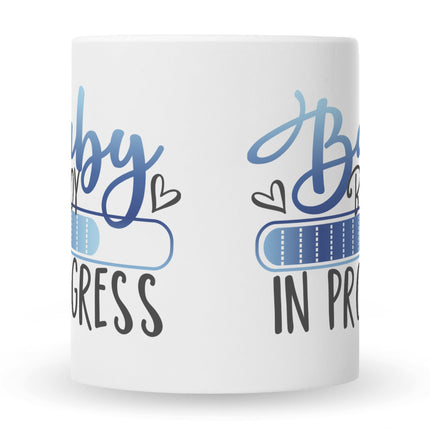 SEO. Bedruckte Tasse mit Spruch Baby in Progress - Boy Weiß Linkreich
