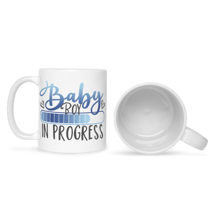 SEO. Bedruckte Tasse mit Spruch Baby in Progress - Boy Weiß Linkreich