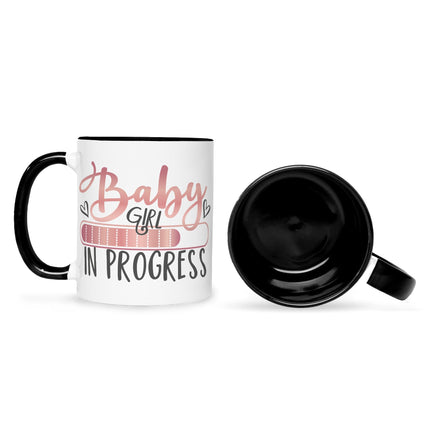 SEO. Bedruckte Tasse mit Spruch Baby in Progress - Boy Schwarz & Weiß Linkreich