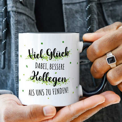 SEO. Bedruckte Tasse mit Spruch Bessere Kollegen - Schwarz & Weiß Linkreich
