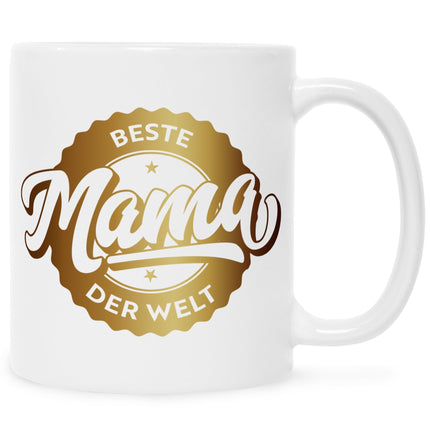 SEO. Bedruckte Tasse mit Spruch Beste Mama der Welt - Mom Weiß Linkreich