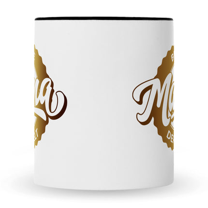 SEO. Bedruckte Tasse mit Spruch Beste Mama der Welt - Mom Schwarz & Weiß Linkreich