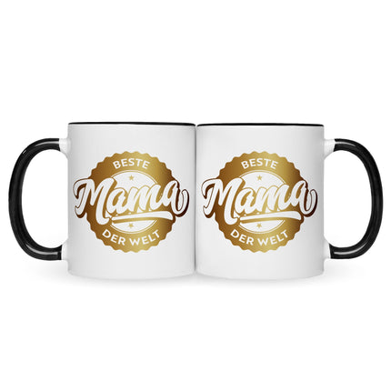 SEO. Bedruckte Tasse mit Spruch Beste Mama der Welt - Mom Schwarz & Weiß Linkreich