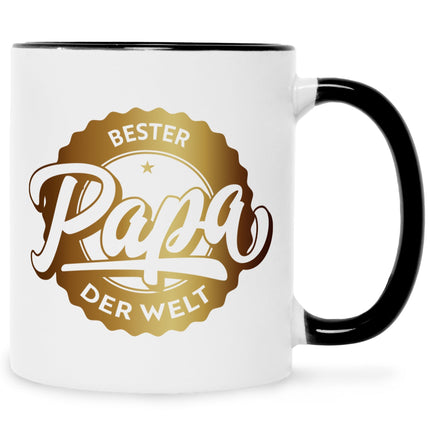 SEO. Bedruckte Tasse mit Spruch Bester Papa der Welt - Dad Weiß Linkreich