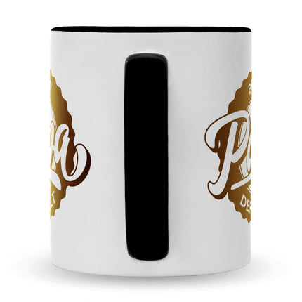 SEO. Bedruckte Tasse mit Spruch Bester Papa der Welt - Dad Schwarz & Weiß Linkreich