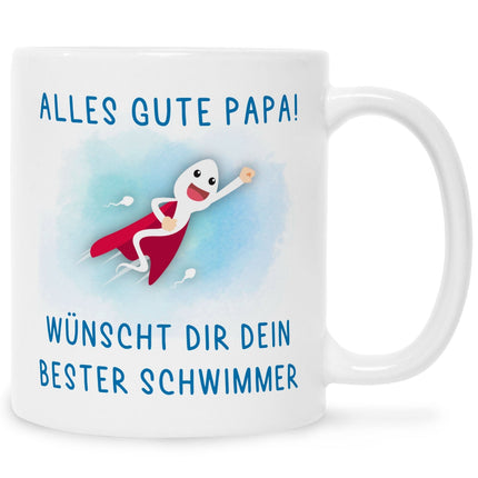 SEO. Bedruckte Tasse mit Spruch Bester Schwimmer - Junge Weiß Linkreich