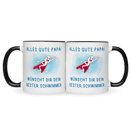 SEO. Bedruckte Tasse mit Spruch Bester Schwimmer - Junge Weiß Linkreich