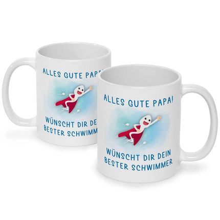 SEO. Bedruckte Tasse mit Spruch Bester Schwimmer - Junge Weiß Linkreich