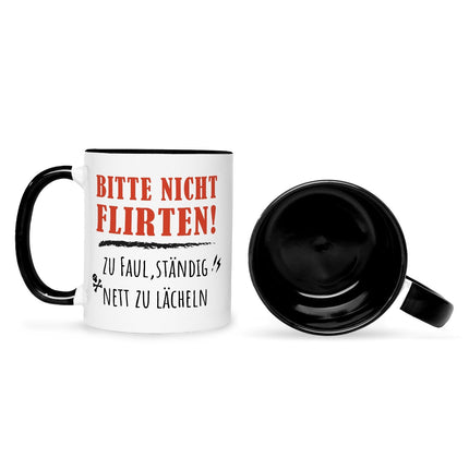 SEO. Bedruckte Tasse mit Spruch Bitte nicht Flirten! - Schwarz & Weiß Linkreich