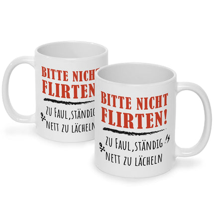 SEO. Bedruckte Tasse mit Spruch Bitte nicht Flirten! - Weiß Linkreich
