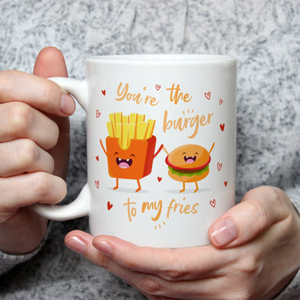 SEO. Bedruckte Tasse mit Spruch Burger to my fries - Weiß Linkreich