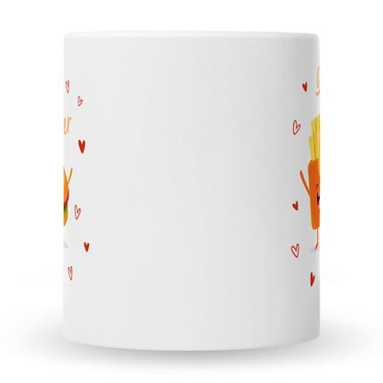 SEO. Bedruckte Tasse mit Spruch Burger to my fries - Weiß Linkreich