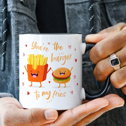 SEO. Bedruckte Tasse mit Spruch Burger to my fries - Weiß Linkreich