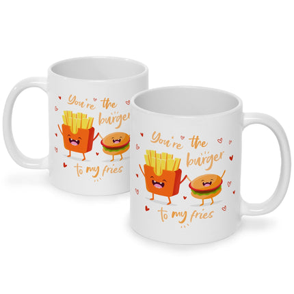 SEO. Bedruckte Tasse mit Spruch Burger to my fries - Weiß Linkreich