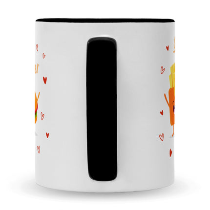 SEO. Bedruckte Tasse mit Spruch Burger to my fries - Schwarz & Weiß Linkreich
