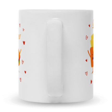SEO. Bedruckte Tasse mit Spruch Burger to my fries - Weiß Linkreich
