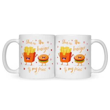 SEO. Bedruckte Tasse mit Spruch Burger to my fries - Weiß Linkreich