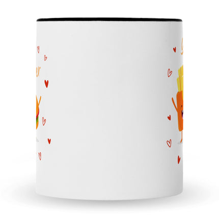 SEO. Bedruckte Tasse mit Spruch Burger to my fries - Schwarz & Weiß Linkreich