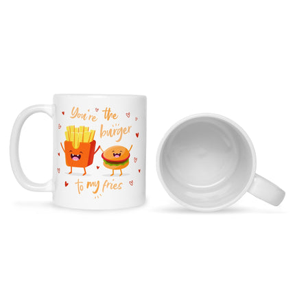 SEO. Bedruckte Tasse mit Spruch Burger to my fries - Weiß Linkreich