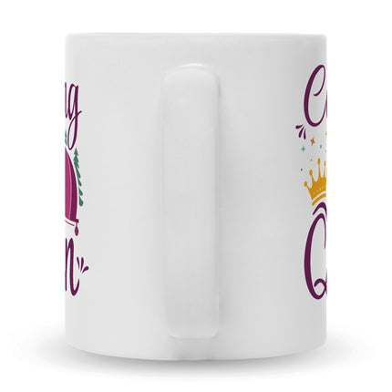 SEO. Bedruckte Tasse mit Spruch Camping Queen - Weiß Linkreich