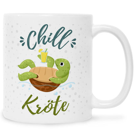 SEO. Bedruckte Tasse mit Spruch - Chillkröte - Weiß Linkreich