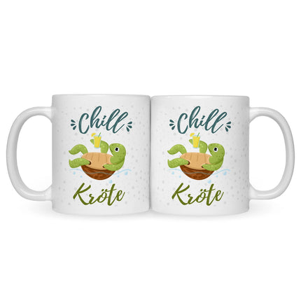SEO. Bedruckte Tasse mit Spruch - Chillkröte - Weiß Linkreich