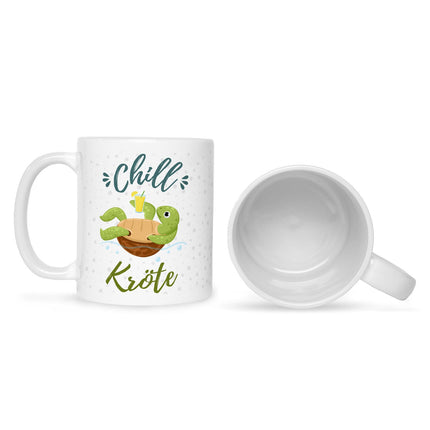SEO. Bedruckte Tasse mit Spruch - Chillkröte - Weiß Linkreich