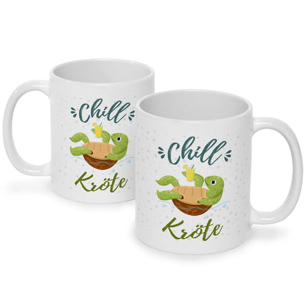 SEO. Bedruckte Tasse mit Spruch - Chillkröte - Weiß Linkreich