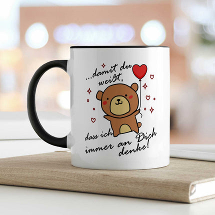 SEO. Bedruckte Tasse mit Spruch - Damit du weisst - Schwarz & Weiß Linkreich