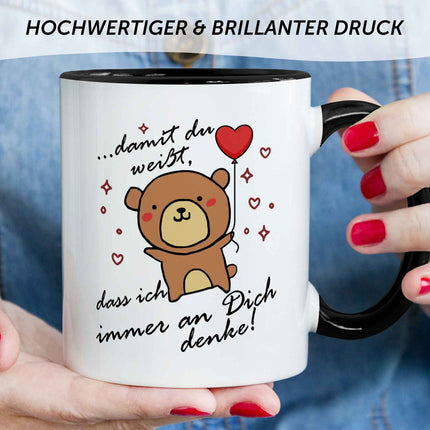 SEO. Bedruckte Tasse mit Spruch - Damit du weisst - Schwarz & Weiß Linkreich