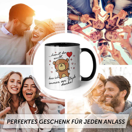 SEO. Bedruckte Tasse mit Spruch - Damit du weisst - Schwarz & Weiß Linkreich