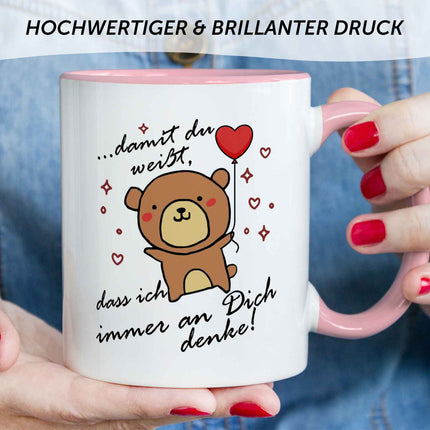 SEO. Bedruckte Tasse mit Spruch - Damit du weisst - Rosa Linkreich
