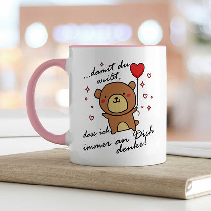 SEO. Bedruckte Tasse mit Spruch - Damit du weisst - Rosa Linkreich