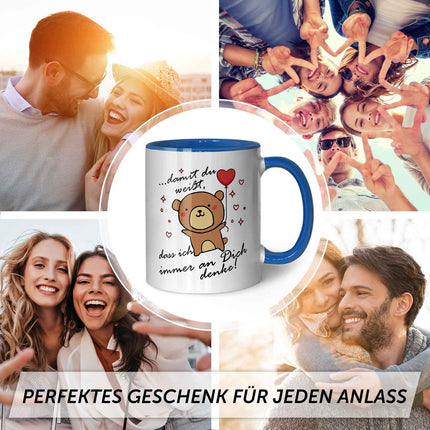 SEO. Bedruckte Tasse mit Spruch - Damit du weisst - Blau Linkreich