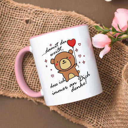 SEO. Bedruckte Tasse mit Spruch - Damit du weisst - Rosa Linkreich