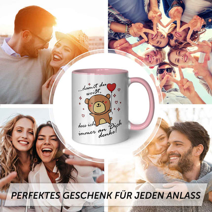 SEO. Bedruckte Tasse mit Spruch - Damit du weisst - Rosa Linkreich
