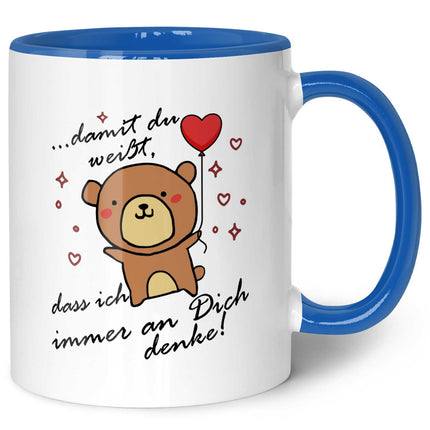 SEO. Bedruckte Tasse mit Spruch - Damit du weisst - Blau Linkreich