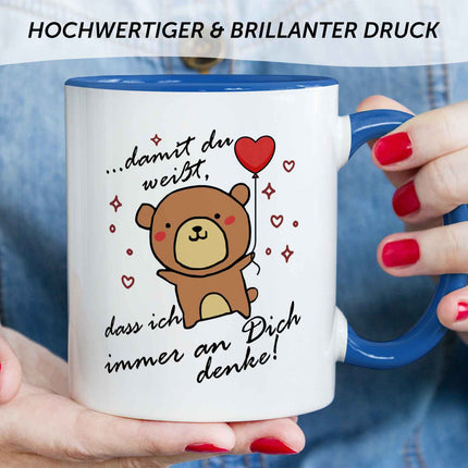 SEO. Bedruckte Tasse mit Spruch - Damit du weisst - Blau Linkreich