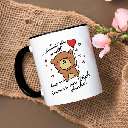 SEO. Bedruckte Tasse mit Spruch - Damit du weisst - Schwarz & Weiß Linkreich