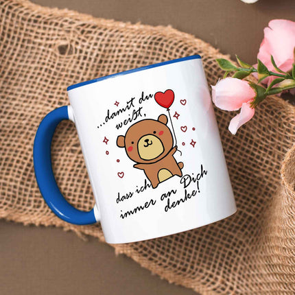 SEO. Bedruckte Tasse mit Spruch - Damit du weisst - Blau Linkreich