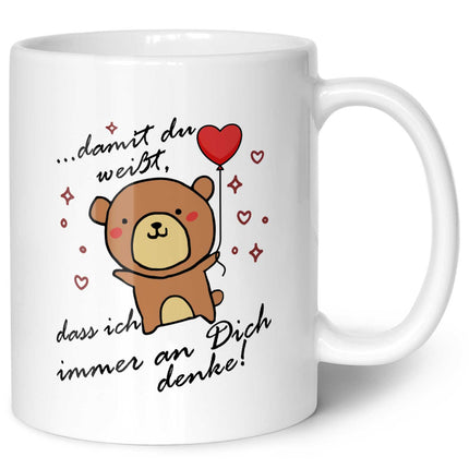 SEO. Bedruckte Tasse mit Spruch - Damit du weisst - Weiß Linkreich