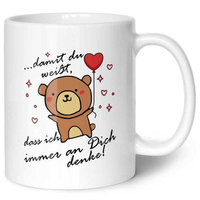 SEO. Bedruckte Tasse mit Spruch - Damit du weisst - Weiß Linkreich
