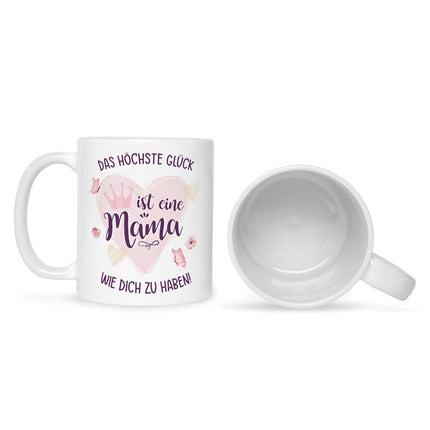 SEO. Bedruckte Tasse mit Spruch Das höchste Glück - Weiß Linkreich