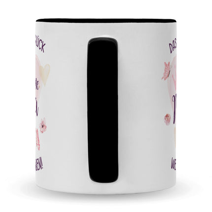 SEO. Bedruckte Tasse mit Spruch Das höchste Glück - Schwarz & Weiß Linkreich